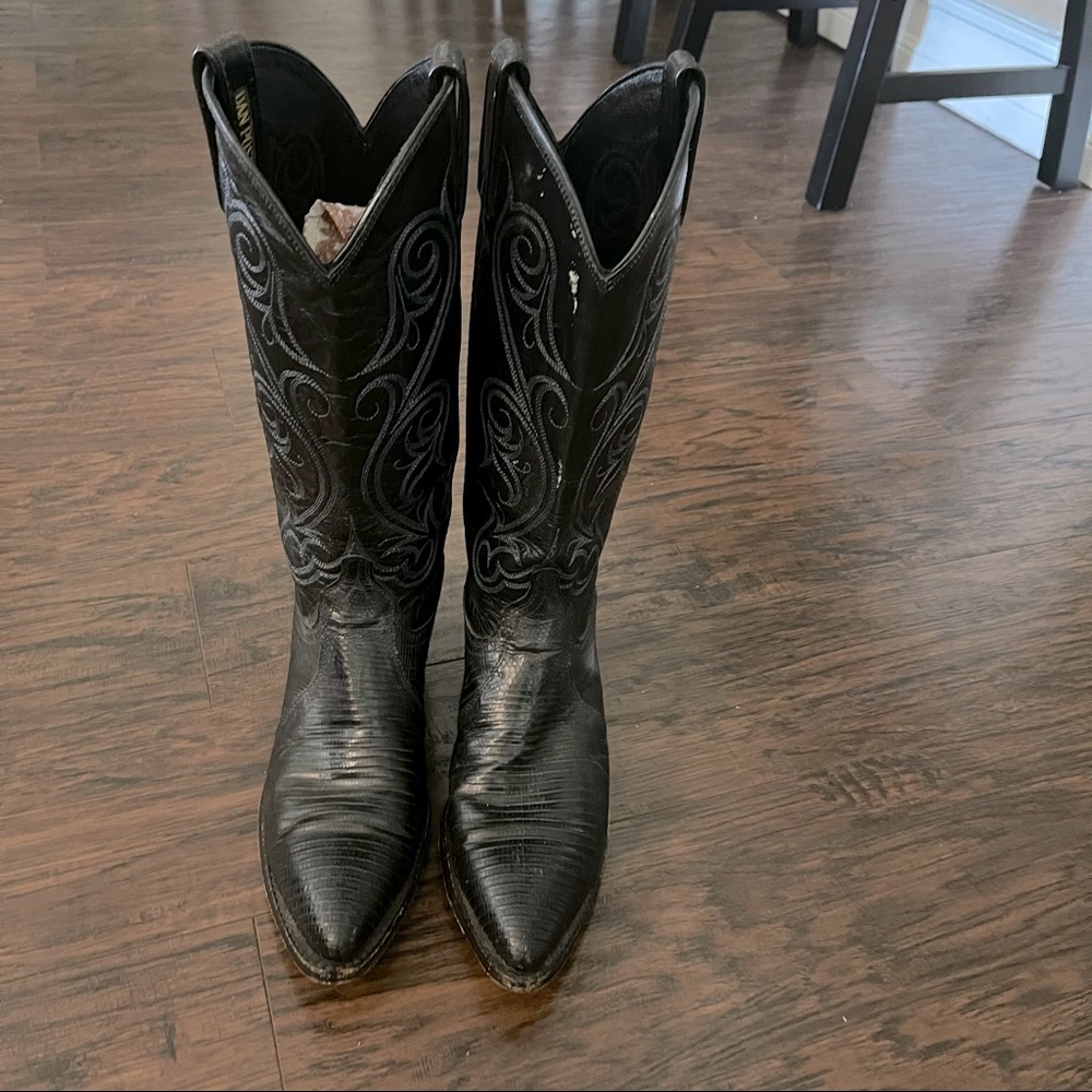 Dan Post Women’s Black Leather Lizard Cowboy Boots